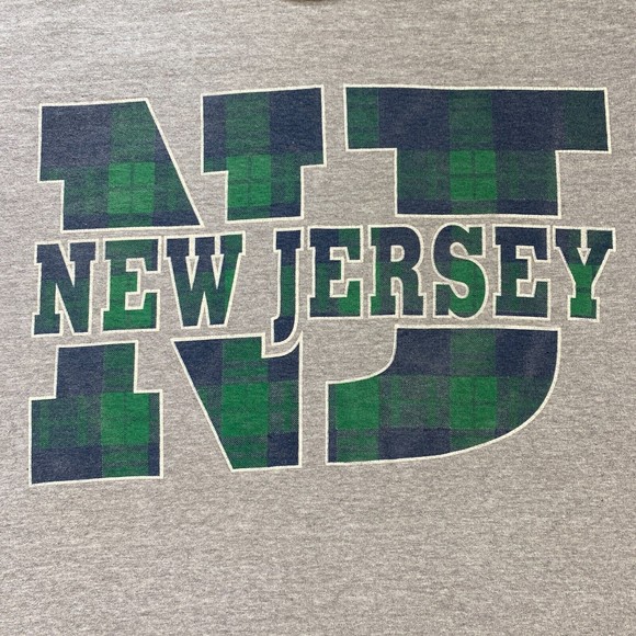 VINTAGE New Jersey Shirt Adult Large NJ State Plaid Gray Blue Green Mens 90s - Picture 4 of 12